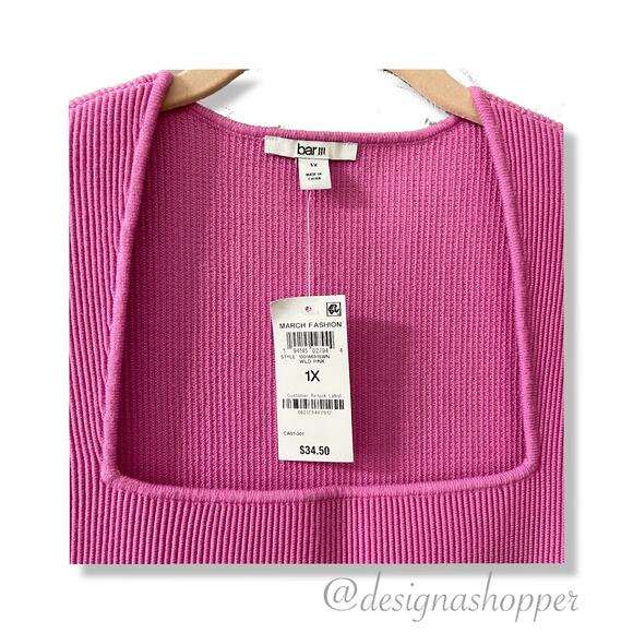 Wild Pink Macy's Bar III Plus Ribbed Tank Top NWT Size 1X - Picture 3 of 5